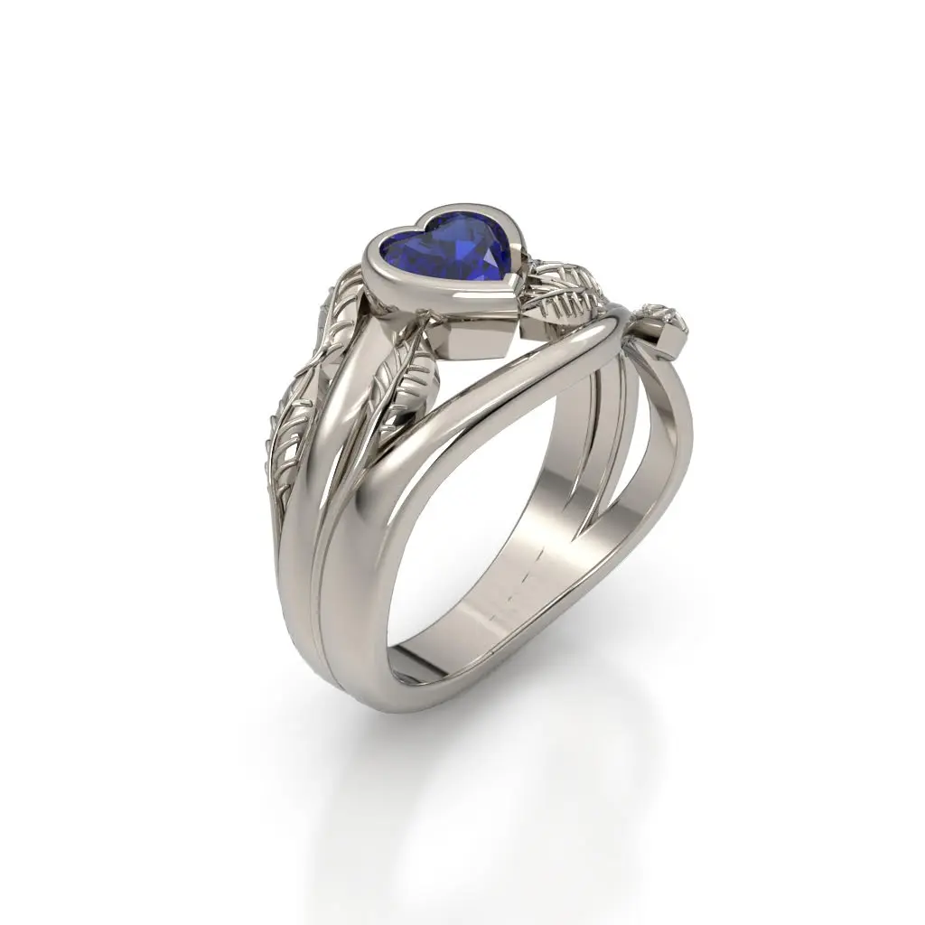 Heart Sapphire Leaf Ring - Custom jewellery by Underwoods Fine Jewellers North Lakes
