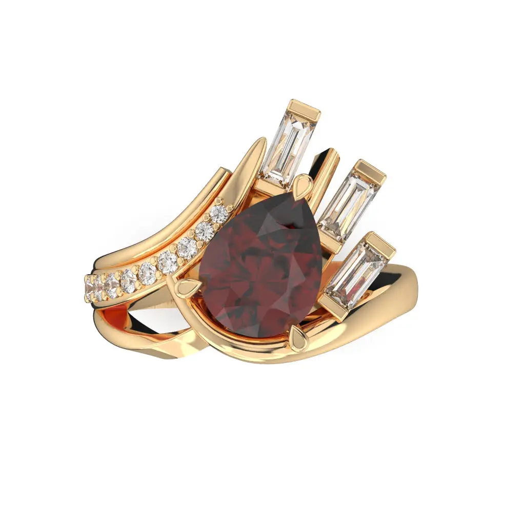 Garnet Starburst Cocktail Ring - Custom jewellery by Underwoods Fine Jewellers North Lakes