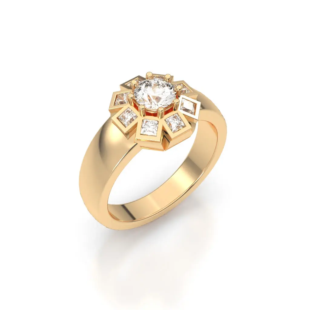 Art Deco Geometric Cluster Ring - Custom jewellery by Underwoods Fine Jewellers North Lakes